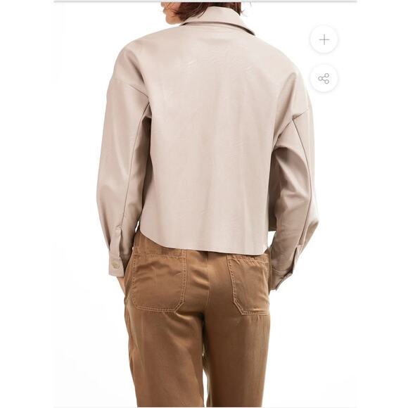 Pharaoh | Esme Boxy Crop Vegan Leather Minimalist Shirt Nude Size 1 Small - Picture 7 of 9
